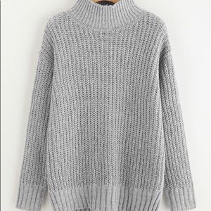 BROWN turtleneck oversized sweater marled knit